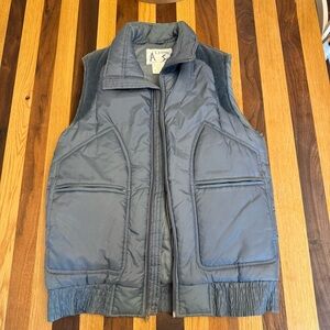 Vtg 70s Puffer Alpine Ski Puffer Vest Mens Size Small Blue Nylon & Corduroy